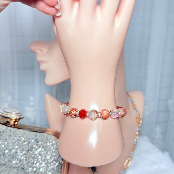 Red and Orange Beaded Bracelet - Picture 6 of 7